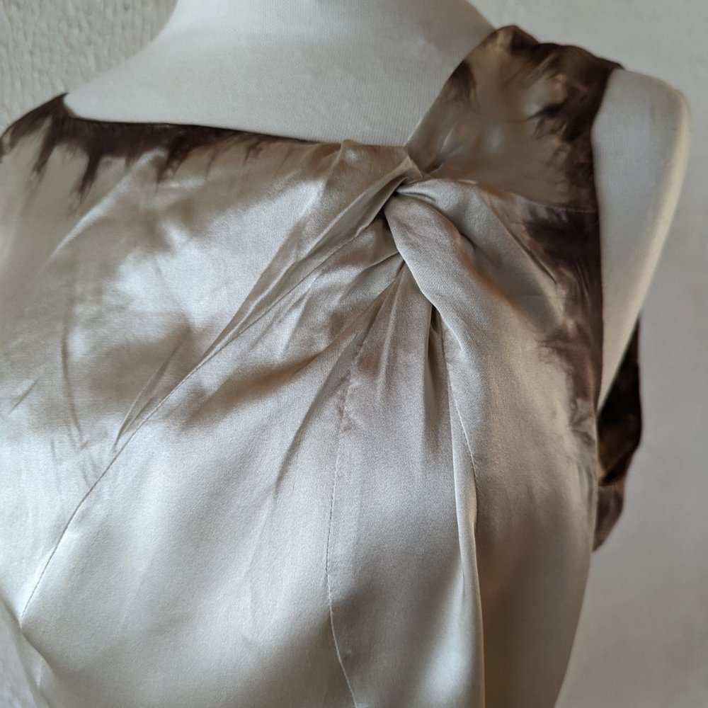 Turnaround champagne and brown dip-dye silk two-piece dress